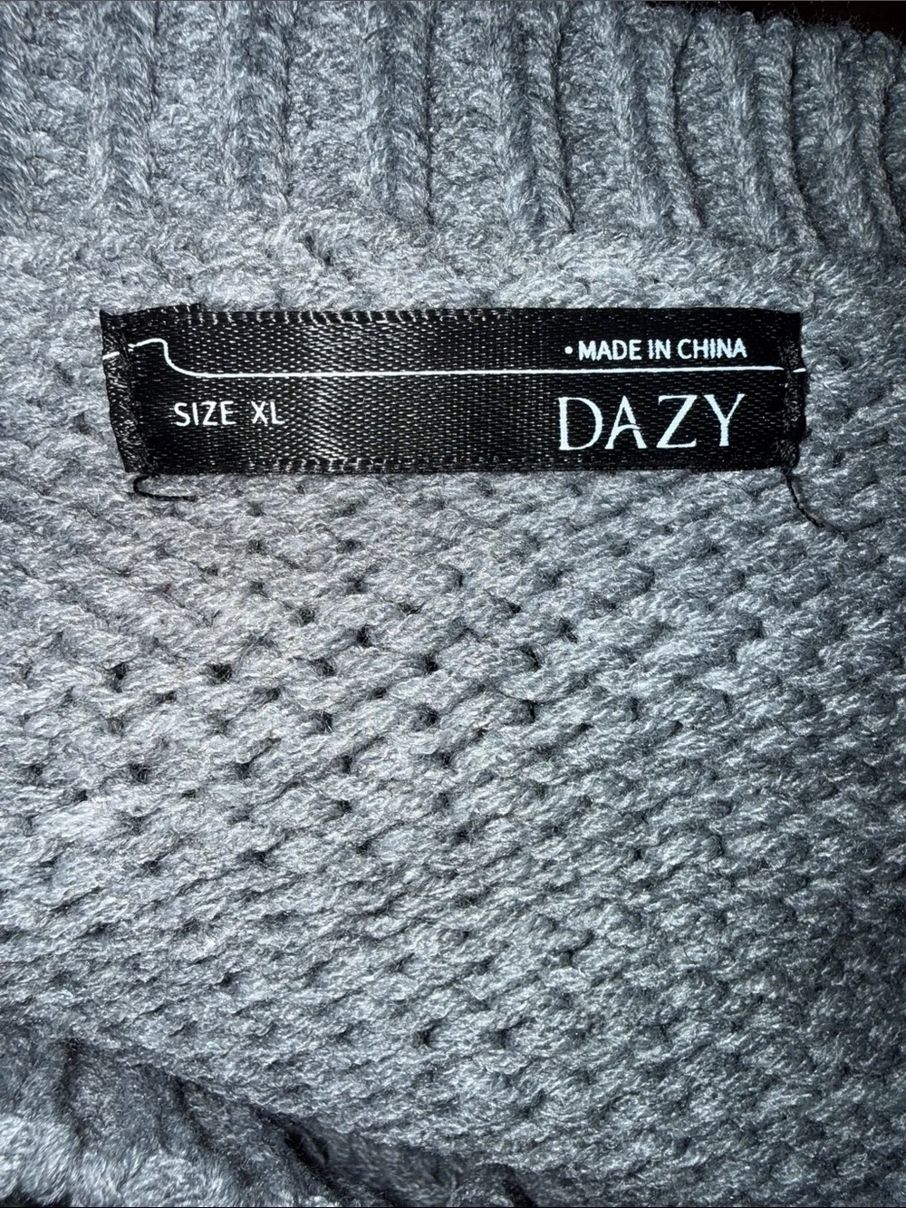 Relaxed V-Neck Cable Sweater dress - Gray